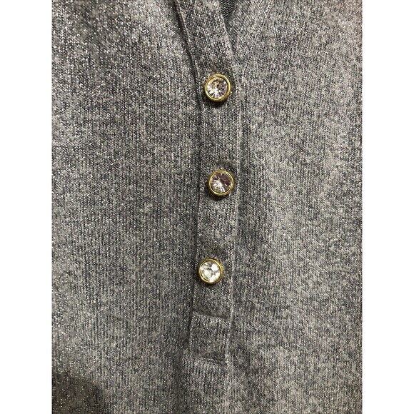 Liz Claiborne Women’s Split Crewneck 3/4 Sleeve Gray Metallic Fabric ￼Sz XL EUC - Picture 2 of 6